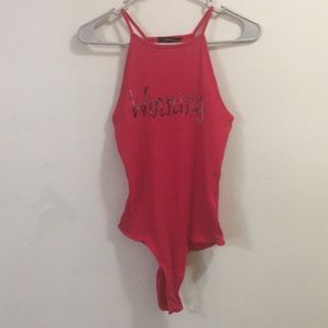 Hand painted/glittered graphic tank bodysuit.